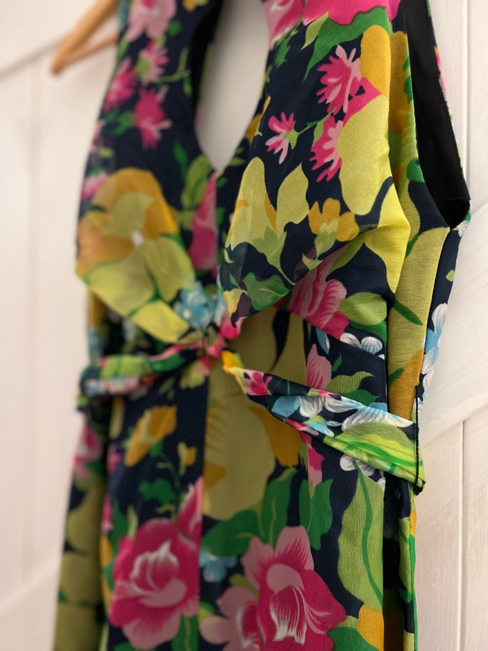 Vintage 1970s Union Made Flowy Floorlength Floral Dress
